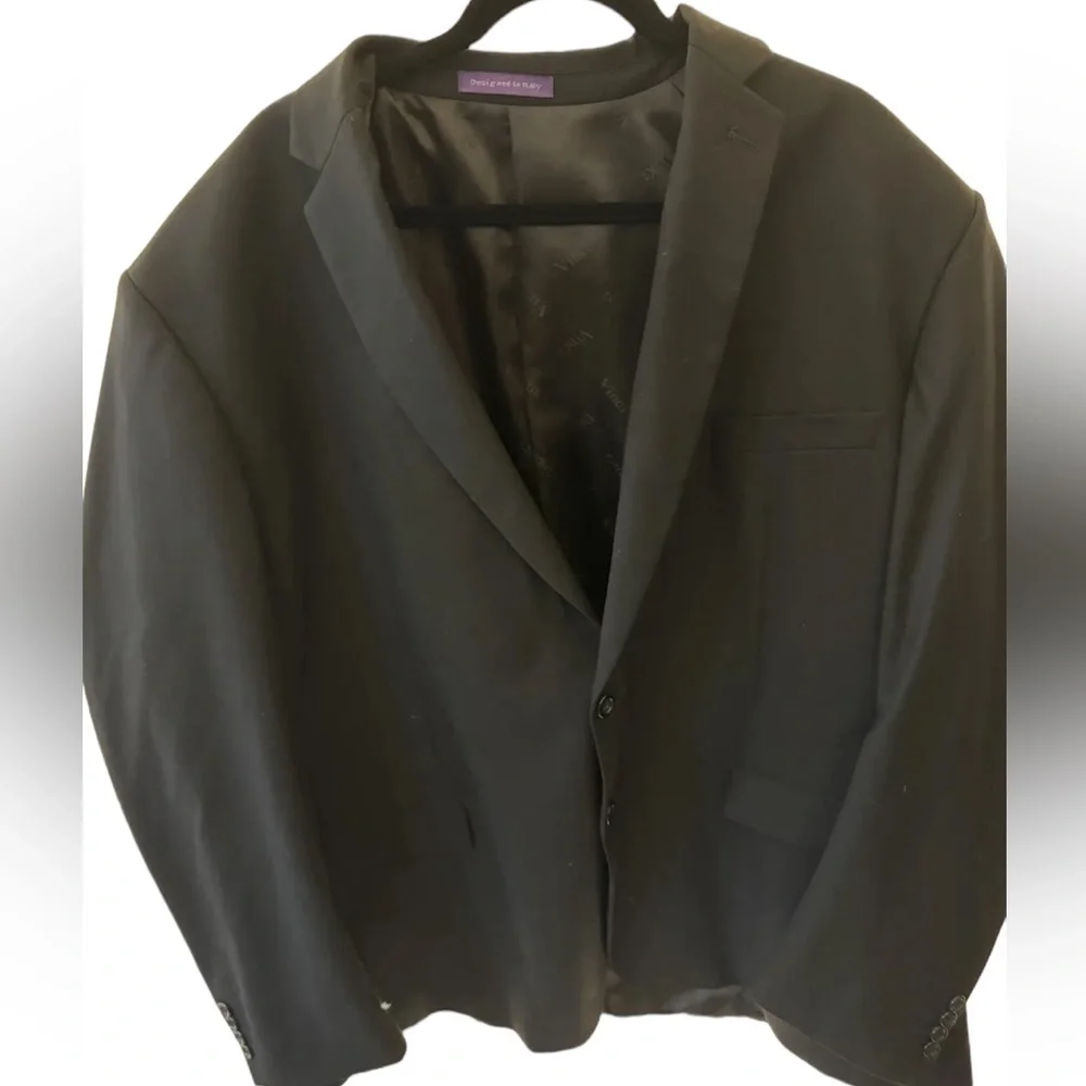Vinci‎ Men’s Blazer 35 Black Pin Striped Double Breasted Italian Sports Coat